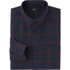 MEN FLANNEL CHECK LONG SLEEVE SHIRT - 78 PURPLE